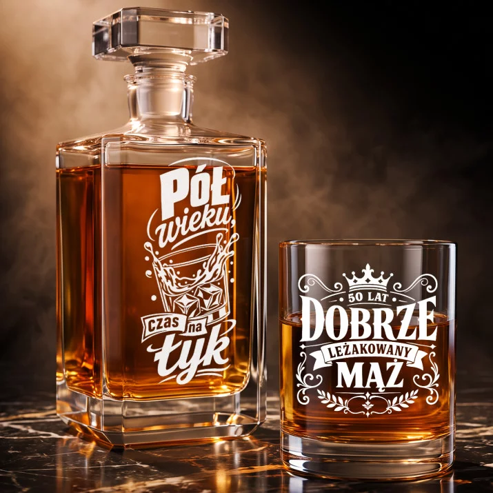Zestaw Do Whisky Na 50 Rocznicę Ślubu Prezent Dla Mężczyzny: Złoty Toast Zestaw Do Whisky Na 50 Rocznicę Ślubu Prezent Dla Mężczyzny: Złoty Toast