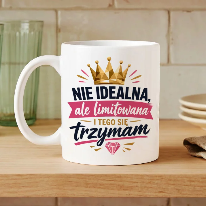 Kubek Z Nadrukiem Na Mikołajki Prezent Dla Kobiety: Nie Idealna Limitowana Kubek Z Nadrukiem Na Mikołajki Prezent Dla Kobiety: Nie Idealna Limitowana