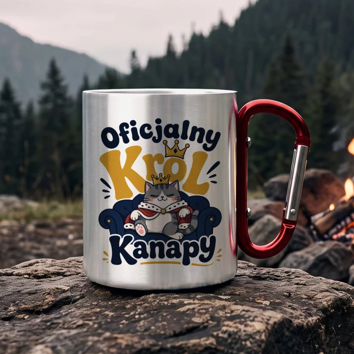 Kubek Metalowy z Karabińczykiem Na Dzień Chłopaka Prezent Dla Chłopaka Mężczyzny: Kawaii Król Kanapy Kubek Metalowy z Karabińczykiem Na Dzień Chłopaka Prezent Dla Chłopaka Mężczyzny: Kawaii Król Kanapy