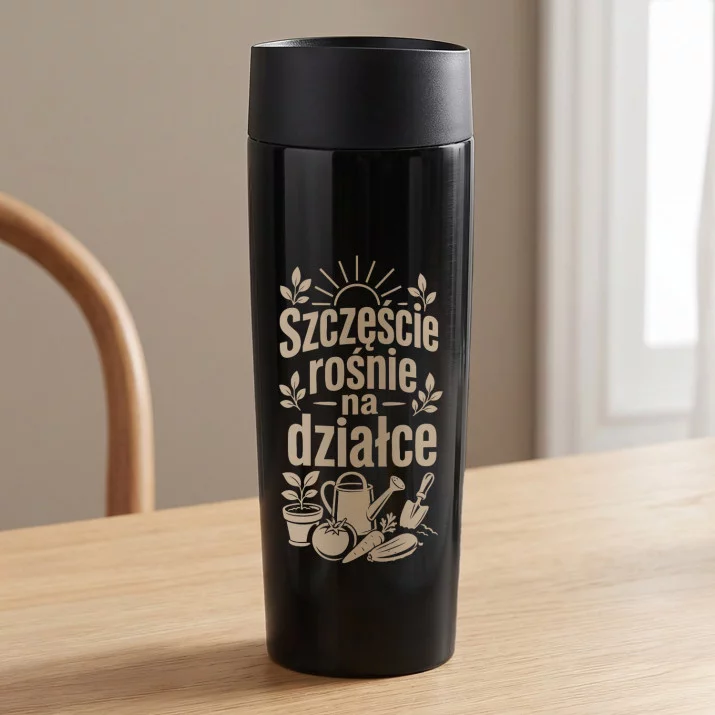 Kubek Termiczny Dla Działkowca Prezent Dla Mężczyzny: Szczęście Rośnie Na Działce