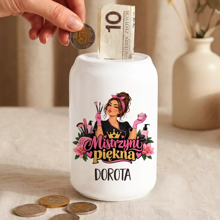 Skarbonka Dla Kosmetyczki Prezent Dla Kobiety: Mistrzyni Piękna Skarbonka Dla Kosmetyczki Prezent Dla Kobiety: Mistrzyni Piękna