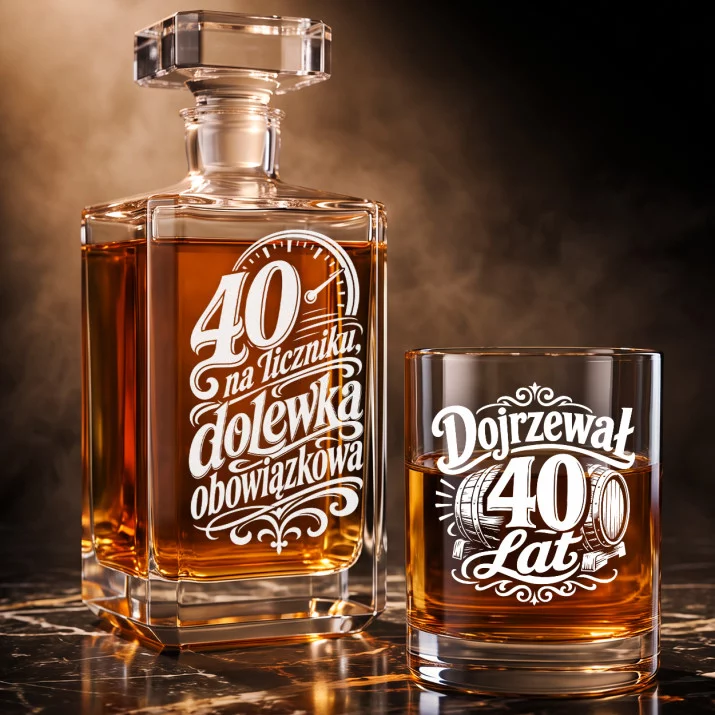 Zestaw Do Whisky Na 40 Lat Prezent Dla Mężczyzny: 40 Na Liczniku,