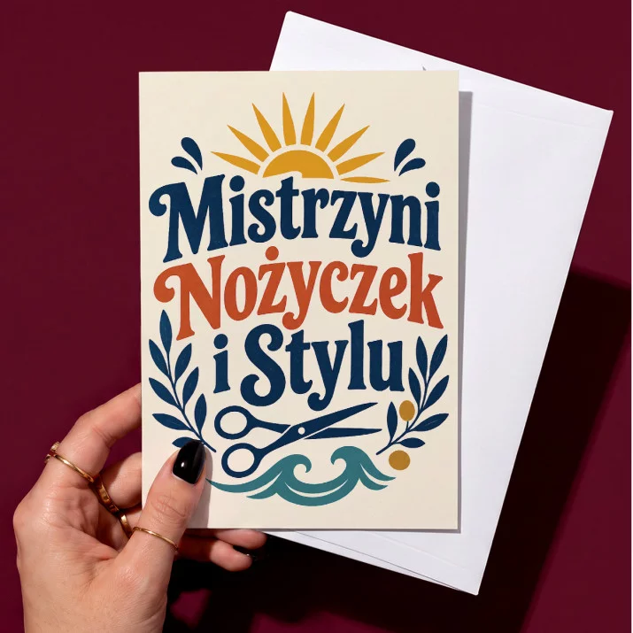 Kartka z Życzeniami Dla Fryzjerki Dla Kobiety: Szyld Fryzjerski Kartka z Życzeniami Dla Fryzjerki Dla Kobiety: Szyld Fryzjerski
