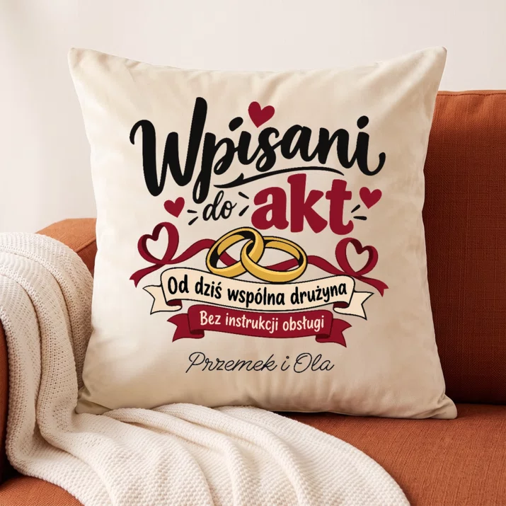 Poduszka Dekoracyjna Na Ślub Cywilny Prezent Dla Pary Młodej Pary: Wpisani Do Akt