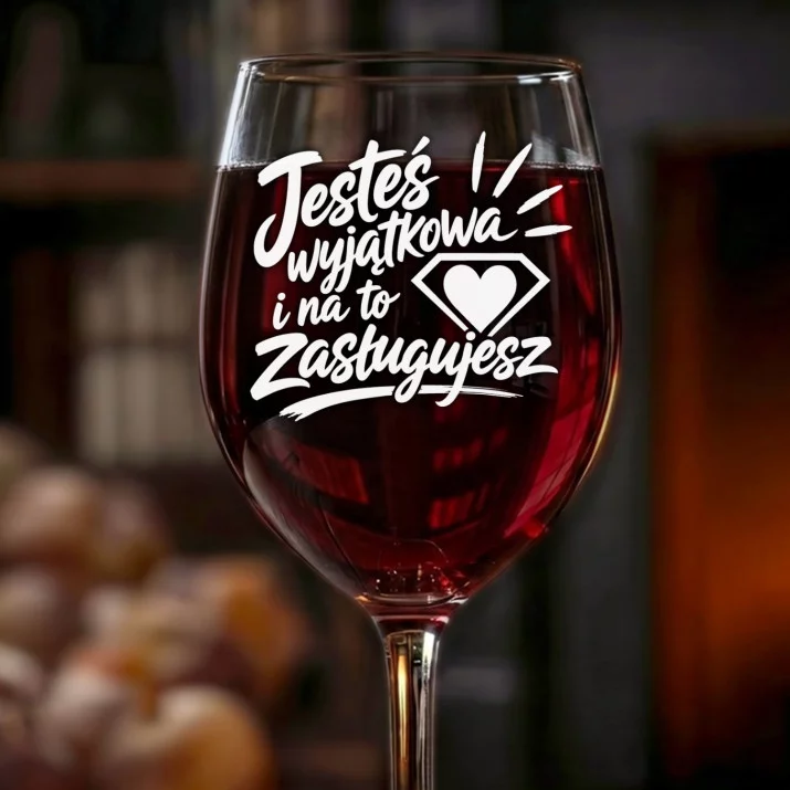 Kieliszek Do Wina Na 8 Marca Prezent Dla Kobiety Kobiety: Jesteś Wyjątkowa Grawer Kieliszek Do Wina Na 8 Marca Prezent Dla Kobiety Kobiety: Jesteś Wyjątkowa Grawer