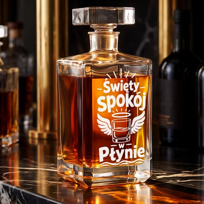 Karafka Do Whisky z Grawerem Na Święta Prezent: Święty Spokój W Płynie Karafka Do Whisky z Grawerem Na Święta Prezent: Święty Spokój W Płynie