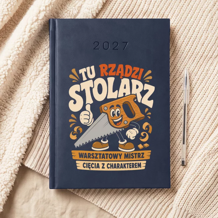Kalendarz Książkowy A5 2027 Dla Stolarza Prezent Dla Mężczyzny: Retro Stolarska Maskotka