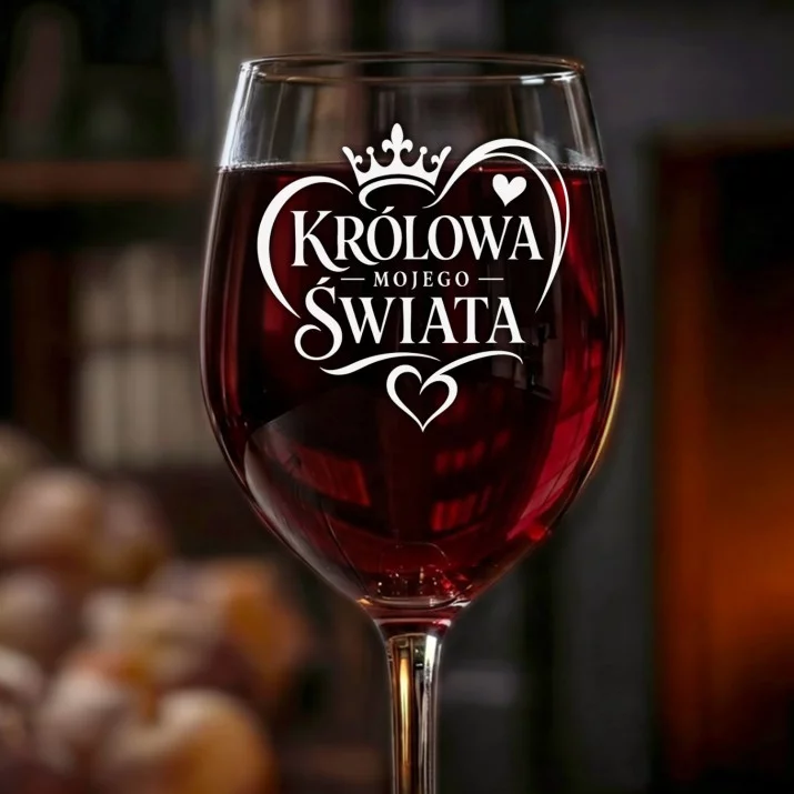 Kieliszek Do Wina Na Walentynki Prezent Na Rocznicę Dla Kobiety: Królowa Mojego Świata