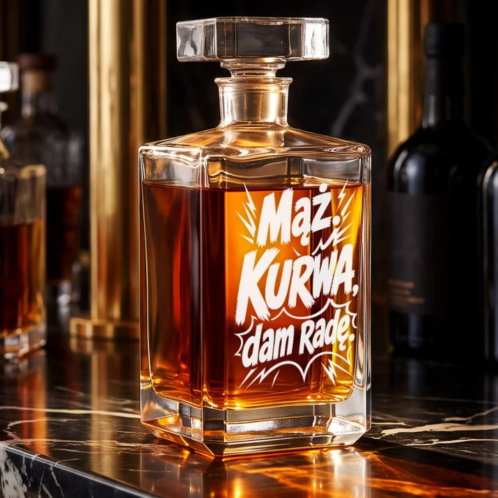Karafka Do Whisky z Grawerem Na 20 Rocznicę Ślubu Prezent: Mąż. Kurwa, Dam Radę. Karafka Do Whisky z Grawerem Na 20 Rocznicę Ślubu Prezent: Mąż. Kurwa, Dam Radę.