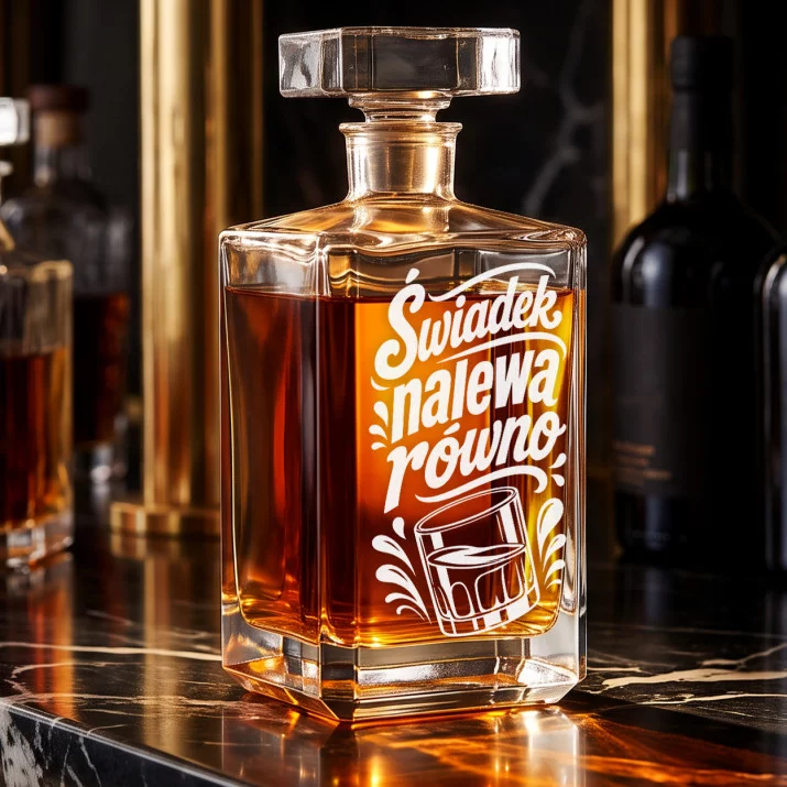 Karafka Do Whisky z Grawerem Dla Świadka Prezent: Świadek Nalewa Równo Karafka Do Whisky z Grawerem Dla Świadka Prezent: Świadek Nalewa Równo
