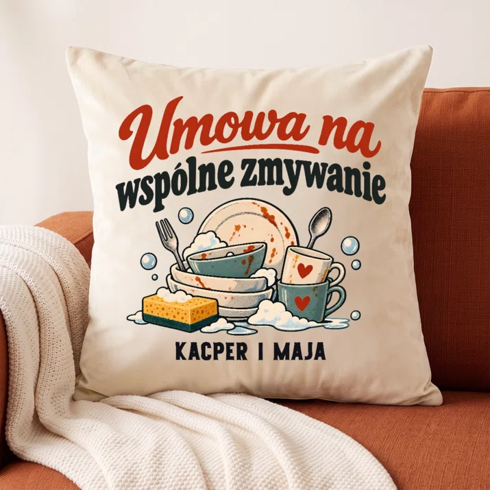 Poduszka Dekoracyjna Dla Nowożeńców Prezent Na Ślub Dla Pary: Umowa Na Wspólne Zmywanie