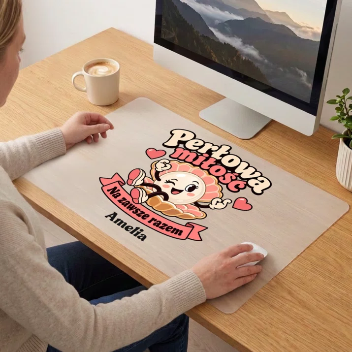 Podkładka Na Biurko 40x60cm Na 30 Rocznicę Ślubu Prezent Dla Kobiety: Perłowa Miłość Podkładka Na Biurko 40x60cm Na 30 Rocznicę Ślubu Prezent Dla Kobiety: Perłowa Miłość