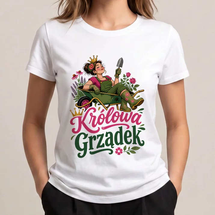 Koszulka Damska Biała Dla Ogrodniczki Prezent Dla Kobiety: Ogrodowa Duma