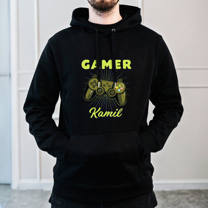 Gamer - Bluza męska czarna z kapturem