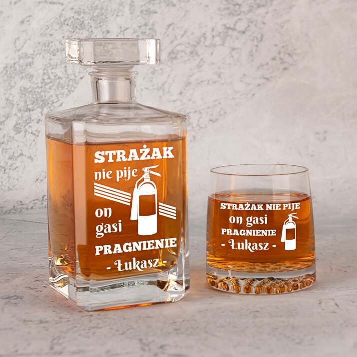  gasi pragnienie - Zestaw Grawerowana Karafka 0,7 i Szklanki Do Whisky
