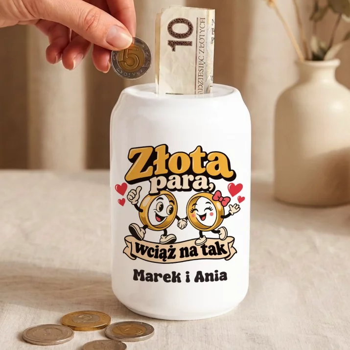 Skarbonka Na 50 Rocznicę Ślubu Prezent Dla Pary: Złota Para, Wciąż Na Tak