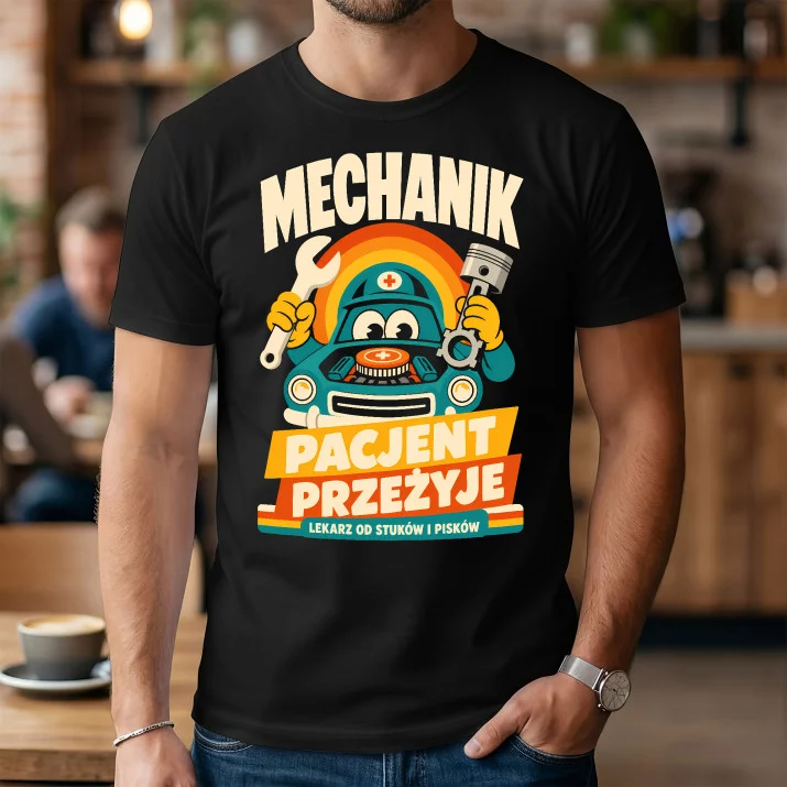 Koszulka Męska Dla Mechanika Prezent Dla Mężczyzny: Pacjent Przeżyje