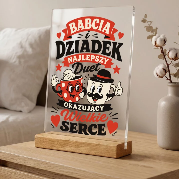 Druk Na Szkle Dla Babci i Dziadka Prezent Dla Pary: Najlepszy Duet Serce Druk Na Szkle Dla Babci i Dziadka Prezent Dla Pary: Najlepszy Duet Serce