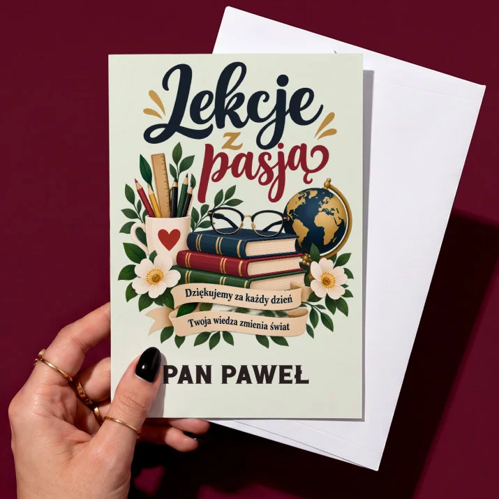 Kartka Personalizowana Dla Nauczyciela Prezent Na Dzień Nauczyciela Dla Mężczyzny: Lekcje Z Pasją Kartka Personalizowana Dla Nauczyciela Prezent Na Dzień Nauczyciela Dla Mężczyzny: Lekcje Z Pasją