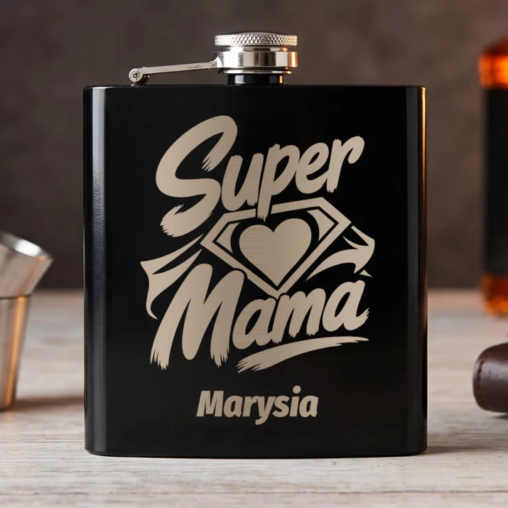 Piersiówka Z Grawerem Dla Mamy Prezent Na Dzień Mamy Dla Kobiety: Super Mama Piersiówka Z Grawerem Dla Mamy Prezent Na Dzień Mamy Dla Kobiety: Super Mama
