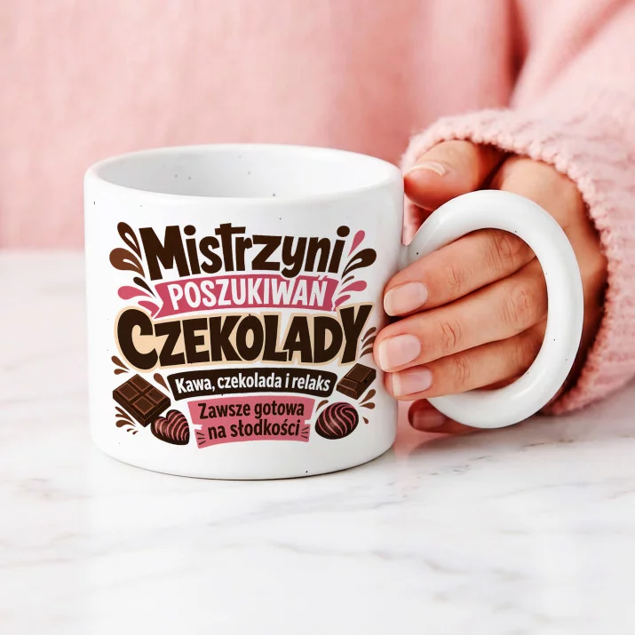 Kubek Z Okrągłym Uchem Na Wielkanoc Prezent Dla Kobiety: Łowczyni Czekolady Kubek Z Okrągłym Uchem Na Wielkanoc Prezent Dla Kobiety: Łowczyni Czekolady