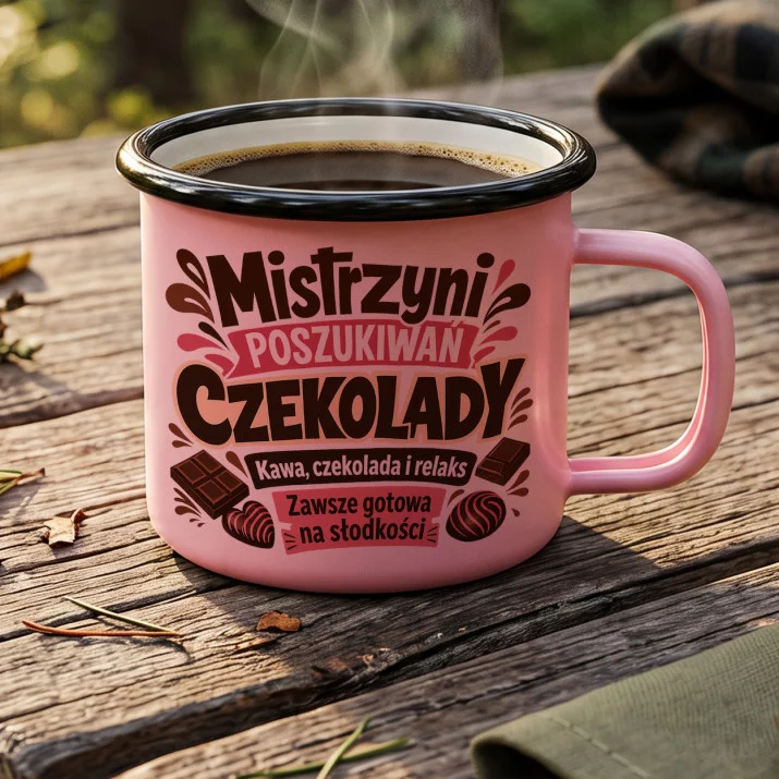 Kubek Emaliowany Na Wielkanoc Prezent Dla Kobiety: Łowczyni Czekolady Kubek Emaliowany Na Wielkanoc Prezent Dla Kobiety: Łowczyni Czekolady