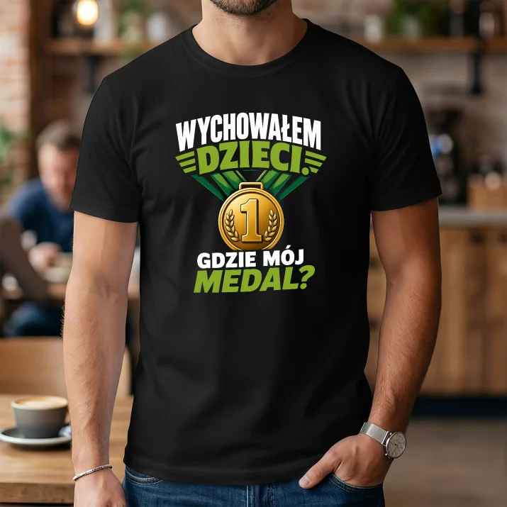 Koszulka Męska Na Dzień Taty Prezent Dla Taty Mężczyzny: Medal Za Wychowanie