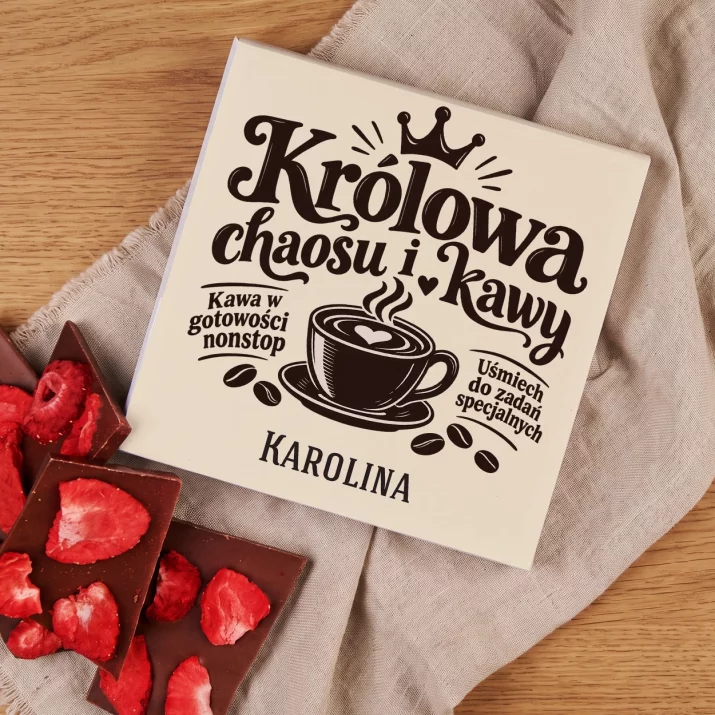 Czekolada z Truskawkami Dla Żony Prezent Na Rocznicę Ślubu Dla Kobiety: Królowa Chaosu I Kawy Czekolada z Truskawkami Dla Żony Prezent Na Rocznicę Ślubu Dla Kobiety: Królowa Chaosu I Kawy