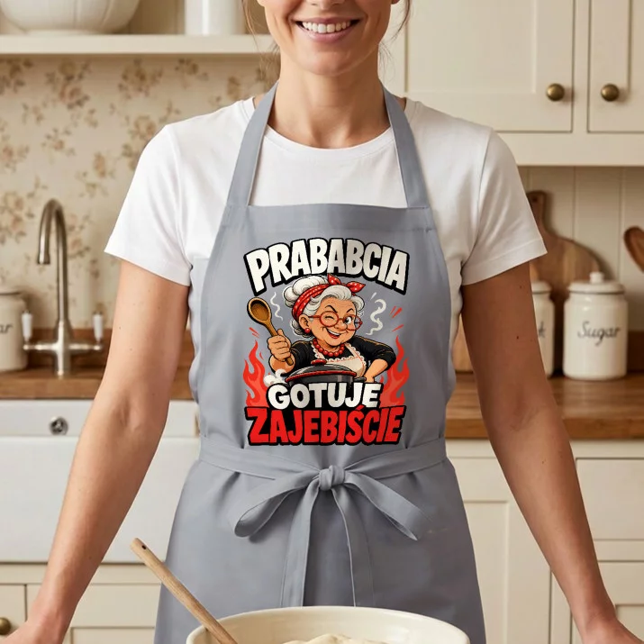 Fartuch Dla Prababci Prezent Na Dzień Babci Dla Kobiety: Prababcia Gotuje Zajebiście