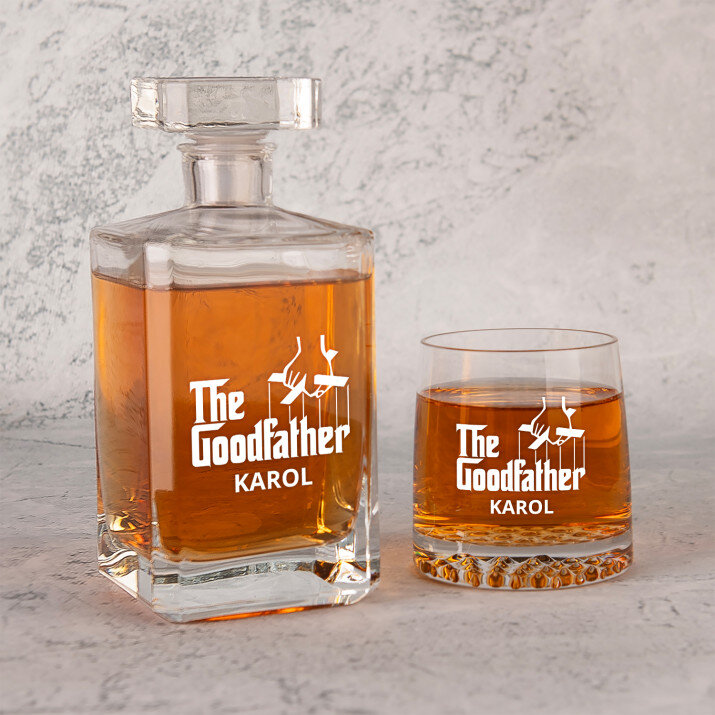  goodfather - Zestaw Grawerowana Karafka 0,7 i Szklanki Do Whisky