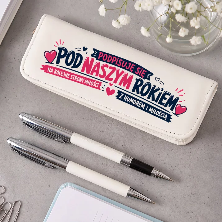 Zestaw Pióro i Długopis w Etui Na Pierwszą Rocznicę Ślubu Prezent Na Walentynki Dla Kobiety: Pierwszy Rok Razem
