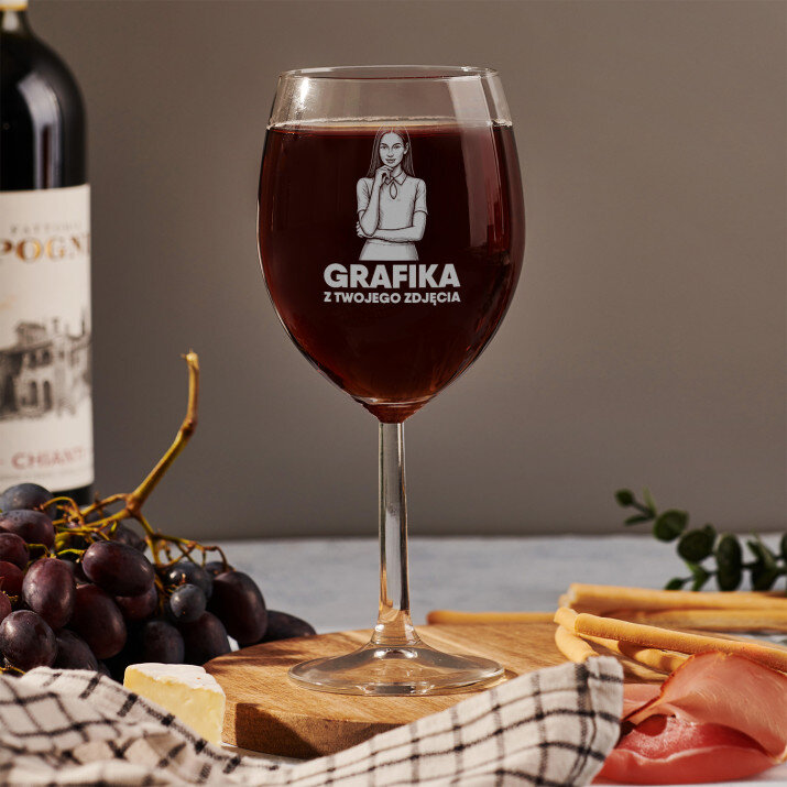 Grafika z twojego zdjęcia - Grawerowany Kieliszek do wina