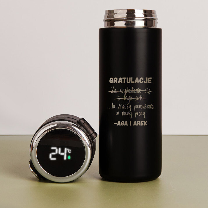 Gratulacje i powodzenia - Kubek termiczny z wyświetlaczem LED Gratulacje i powodzenia - Kubek termiczny z wyświetlaczem LED