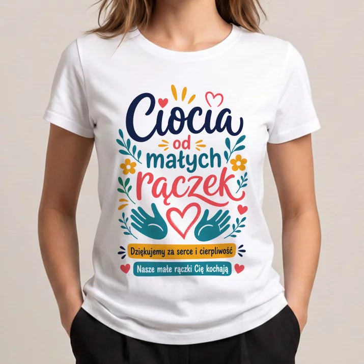Koszulka Damska Biała Dla Cioci Ze Żłobka Prezent Dla Kobiety: Czuła Ciocia Żłobkowa