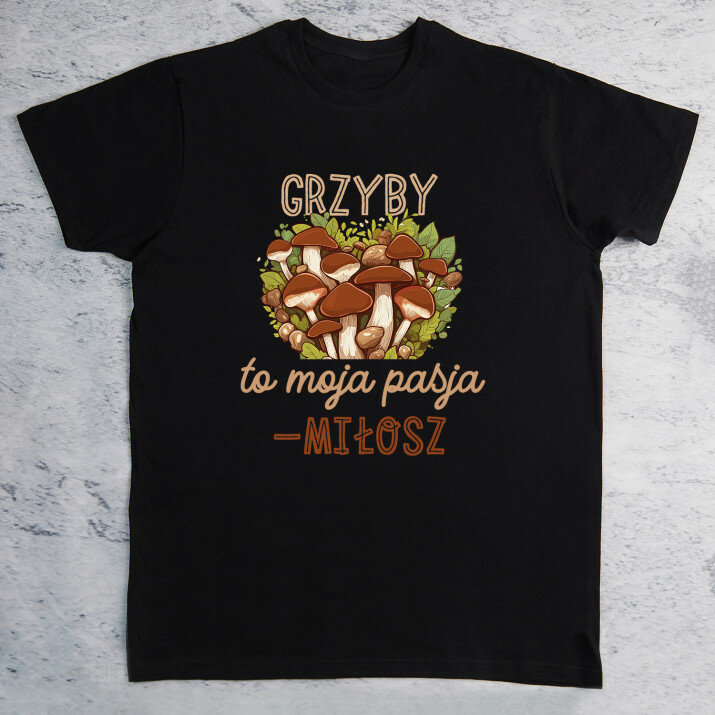 Grzyby to moja pasja - Czarna koszulka męska