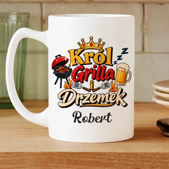 Kubek Personalizowany Na Emeryturę Prezent Dla Emeryta Mężczyzny: Król Grilla I Drzemek