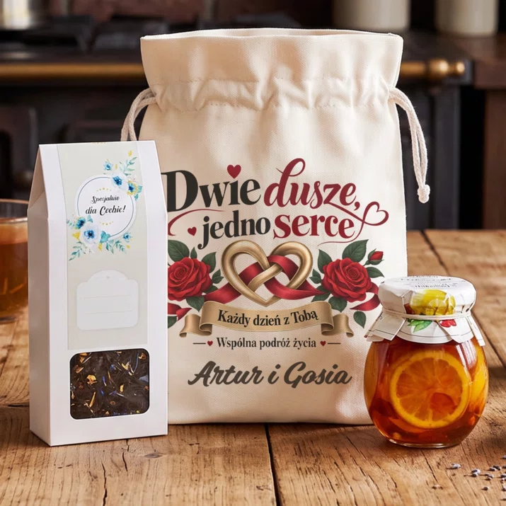 Zestaw Prezentowy z Herbatą Na Rocznicę Związku Prezent Na Walentynki Dla Pary: Dwie Dusze, Jedno Serce Zestaw Prezentowy z Herbatą Na Rocznicę Związku Prezent Na Walentynki Dla Pary: Dwie Dusze, Jedno Serce