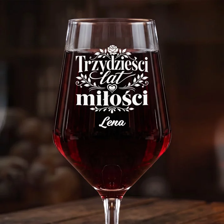 Mega Kieliszek Do Wina z Grawerem Na 30 Rocznicę Ślubu Prezent Dla Kobiety: Trzydzieści Lat Miłości Mega Kieliszek Do Wina z Grawerem Na 30 Rocznicę Ślubu Prezent Dla Kobiety: Trzydzieści Lat Miłości