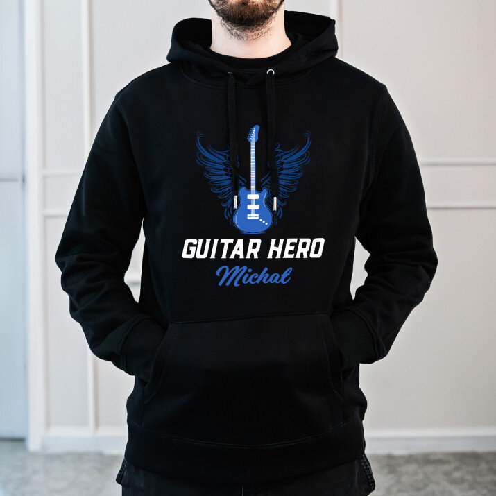 Guitar hero - Bluza męska czarna z kapturem