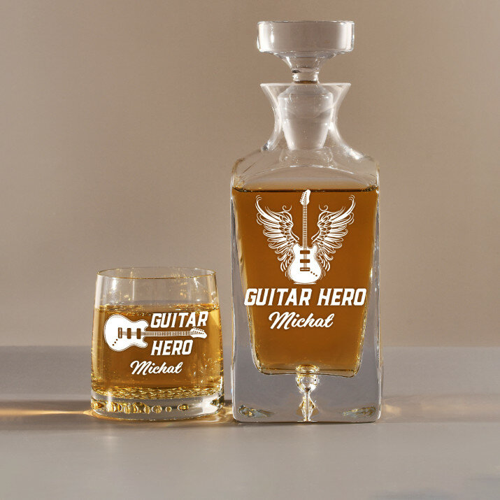 Guitar hero - Zestaw Grawerowana Karafka I Szklanki Do Whisky Guitar hero - Zestaw Grawerowana Karafka I Szklanki Do Whisky