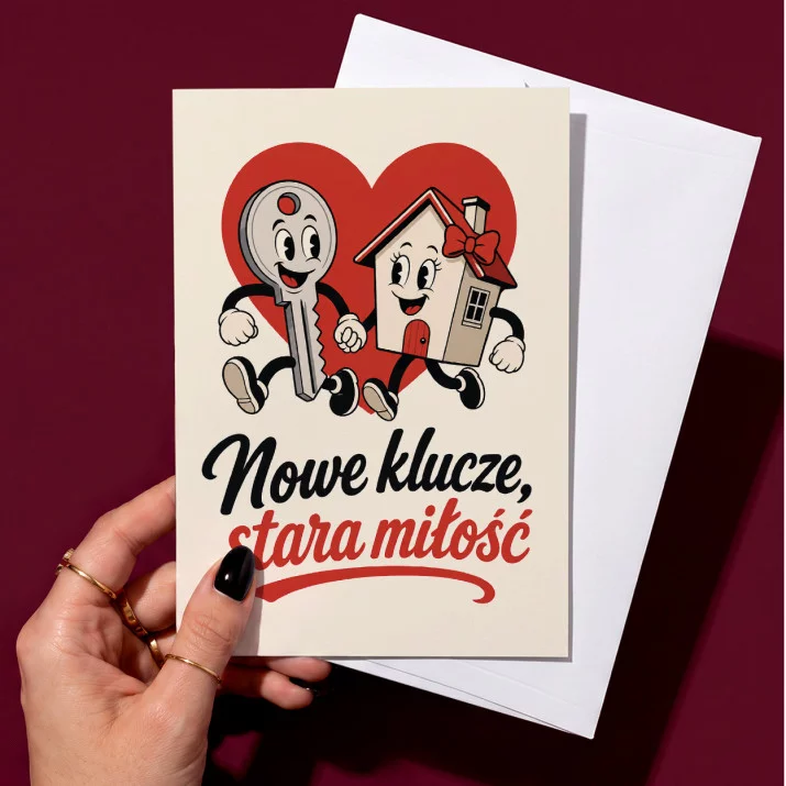 Kartka z Życzeniami Na Nowe Mieszkanie Dla Pary: Vintage Para Domowa
