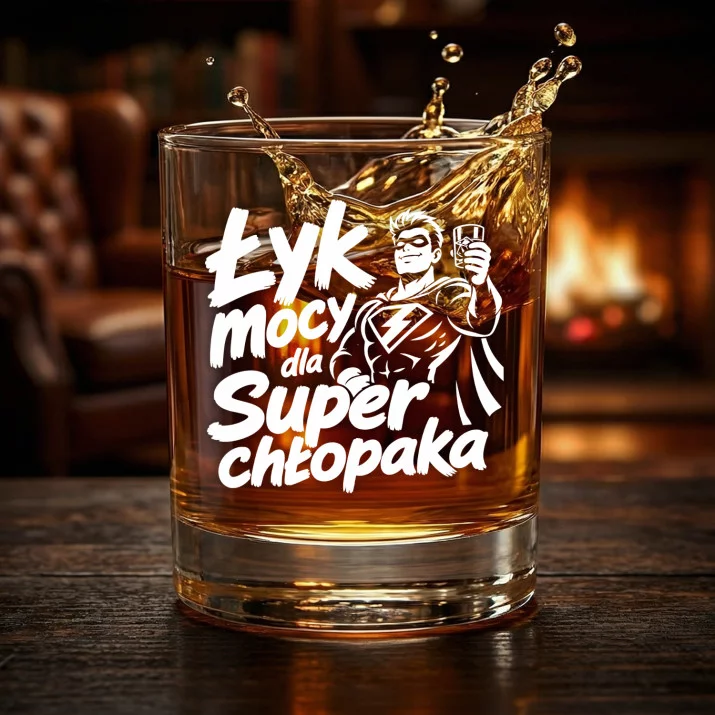 Szklanka Do Whisky Na Dzień Chłopaka Prezent Dla Chłopaka Mężczyzny: Łyk Mocy Dla Super Chłopaka