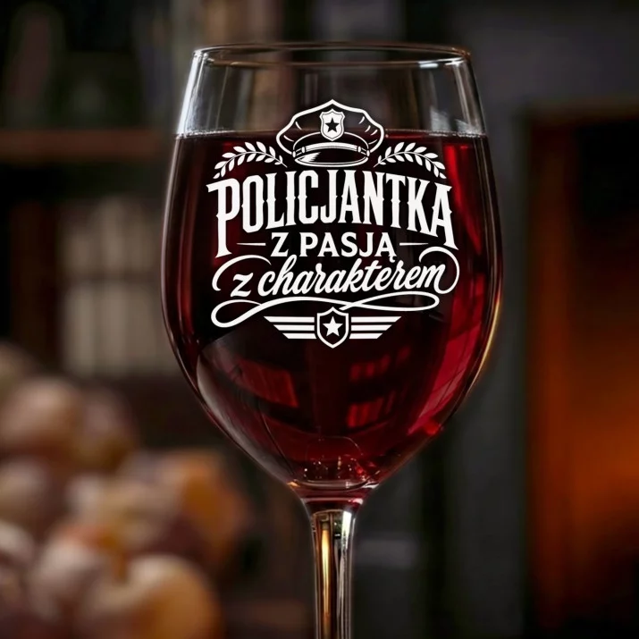 Kieliszek Do Wina Dla Policjantki Prezent Dla Kobiety: Policjantka Z Charakterem Kieliszek Do Wina Dla Policjantki Prezent Dla Kobiety: Policjantka Z Charakterem