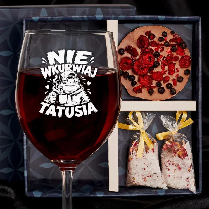 Zestaw Prezenowy Z Kieliszkiem Do Wina Dla Taty: Nie Testuj Tatusia Zestaw Prezenowy Z Kieliszkiem Do Wina Dla Taty: Nie Testuj Tatusia