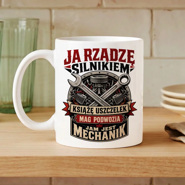 Kubek Z Nadrukiem Dla Mechanika Prezent Dla Mężczyzny: Jam Jest Mechanik Kubek Z Nadrukiem Dla Mechanika Prezent Dla Mężczyzny: Jam Jest Mechanik