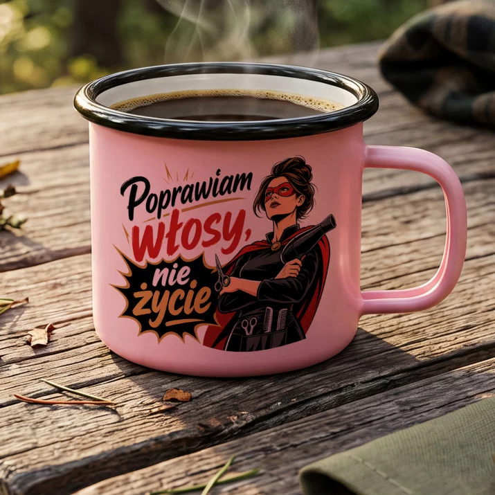 Kubek Emaliowany Dla Fryzjerki Prezent Dla Kobiety: Suchy Humor Fryzjerski Kubek Emaliowany Dla Fryzjerki Prezent Dla Kobiety: Suchy Humor Fryzjerski