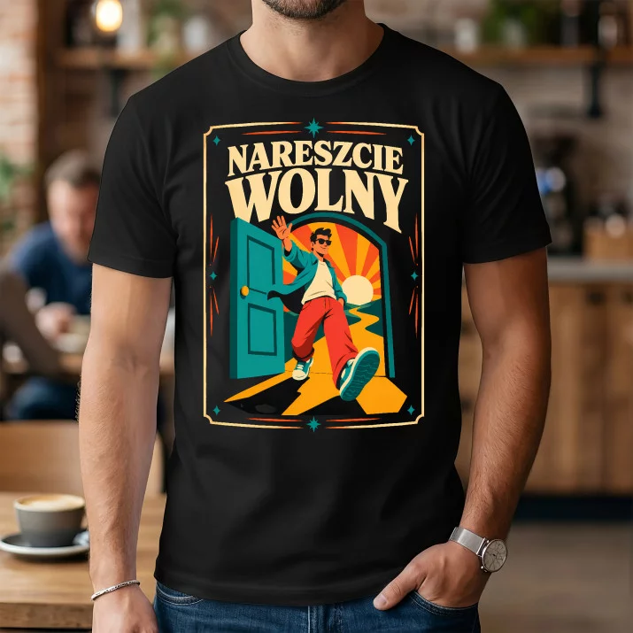Koszulka Męska Na Pożegnanie Prezent Dla Mężczyzny: Nareszcie Wolny