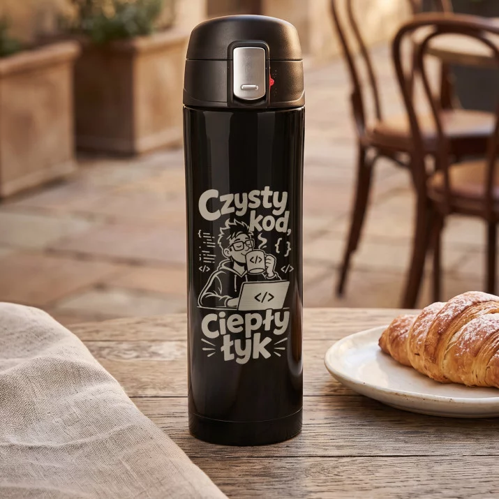 Kubek Termiczny 440ml Dla Programisty Prezent: Czysty Kod, Ciepły Łyk
