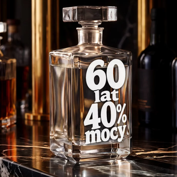 Karafka Do Wódki z Grawerem Na 60 Urodziny Prezent: 60 Lat 40% Mocy