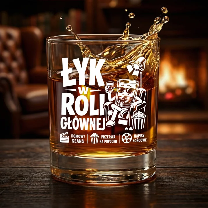 Szklanka Do Whisky Dla Kinomaniaka Prezent Dla Mężczyzny: Łyk W Roli Głównej Szklanka Do Whisky Dla Kinomaniaka Prezent Dla Mężczyzny: Łyk W Roli Głównej